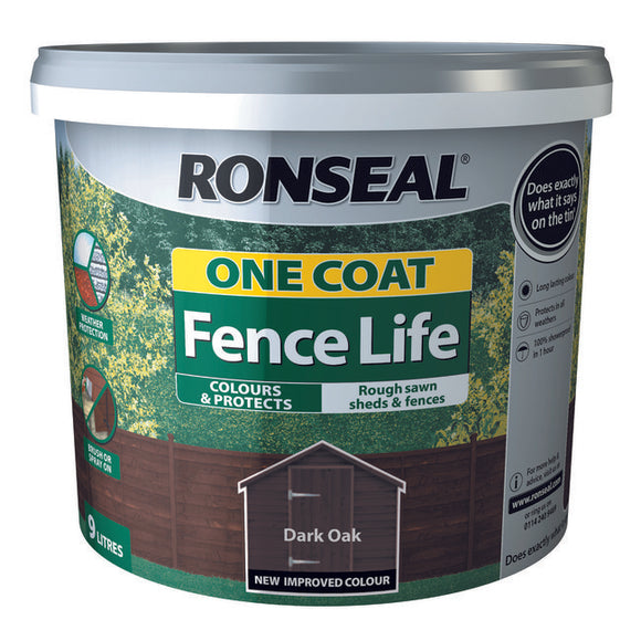 One Coat Fence Life 9L Dark Oak